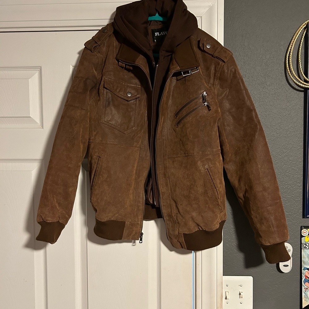 Flavor Brown Suede Bomber Jacket in very good condition!!!!